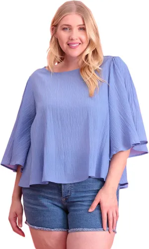 Plus Size Scoop Neck Tunic Top with Wide 3/4 Sleeves