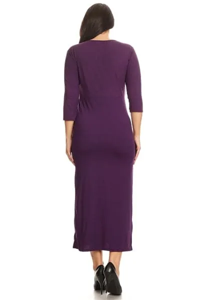 Plus Size Side Slit V-Neck Midi Dress Navy - Pack of 6