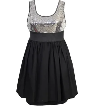 Plus Size Sparkling Dazzle Layered Silver Dress