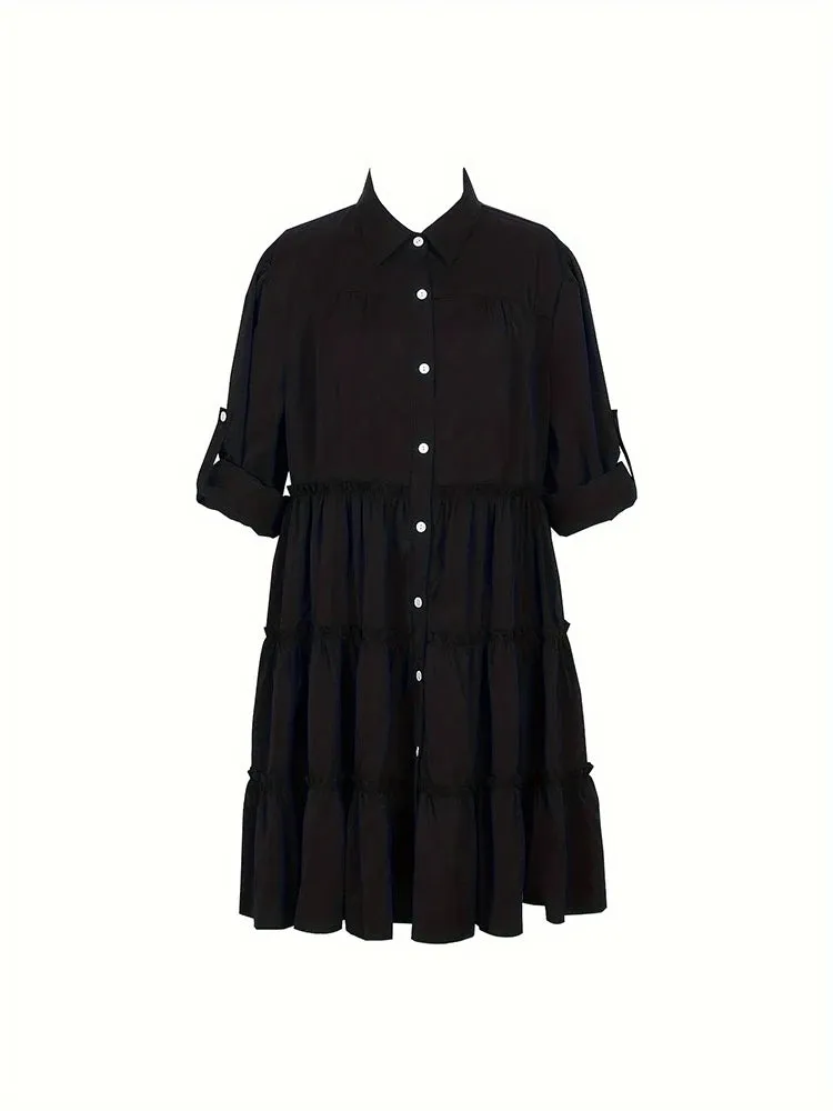Plus Size Spring Loose Casual Button Dress
