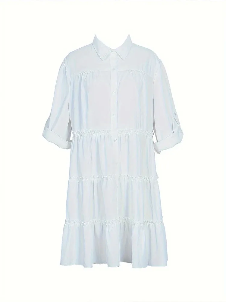 Plus Size Spring Loose Casual Button Dress