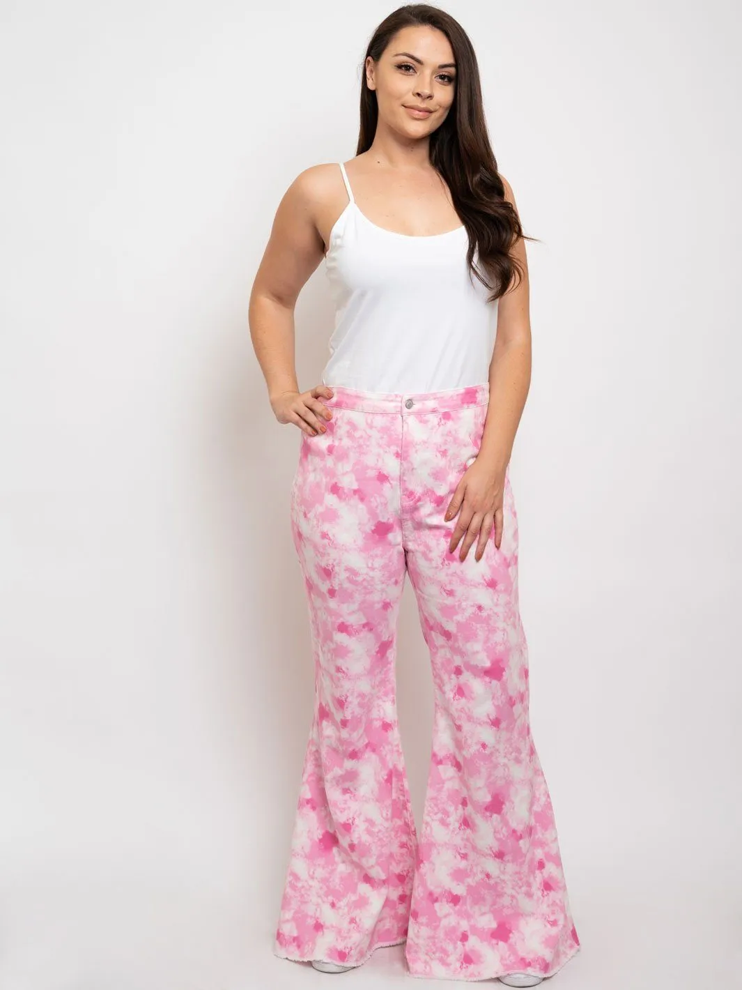 PLUS SIZE TIE DYE BELL BOTTOM JEANS