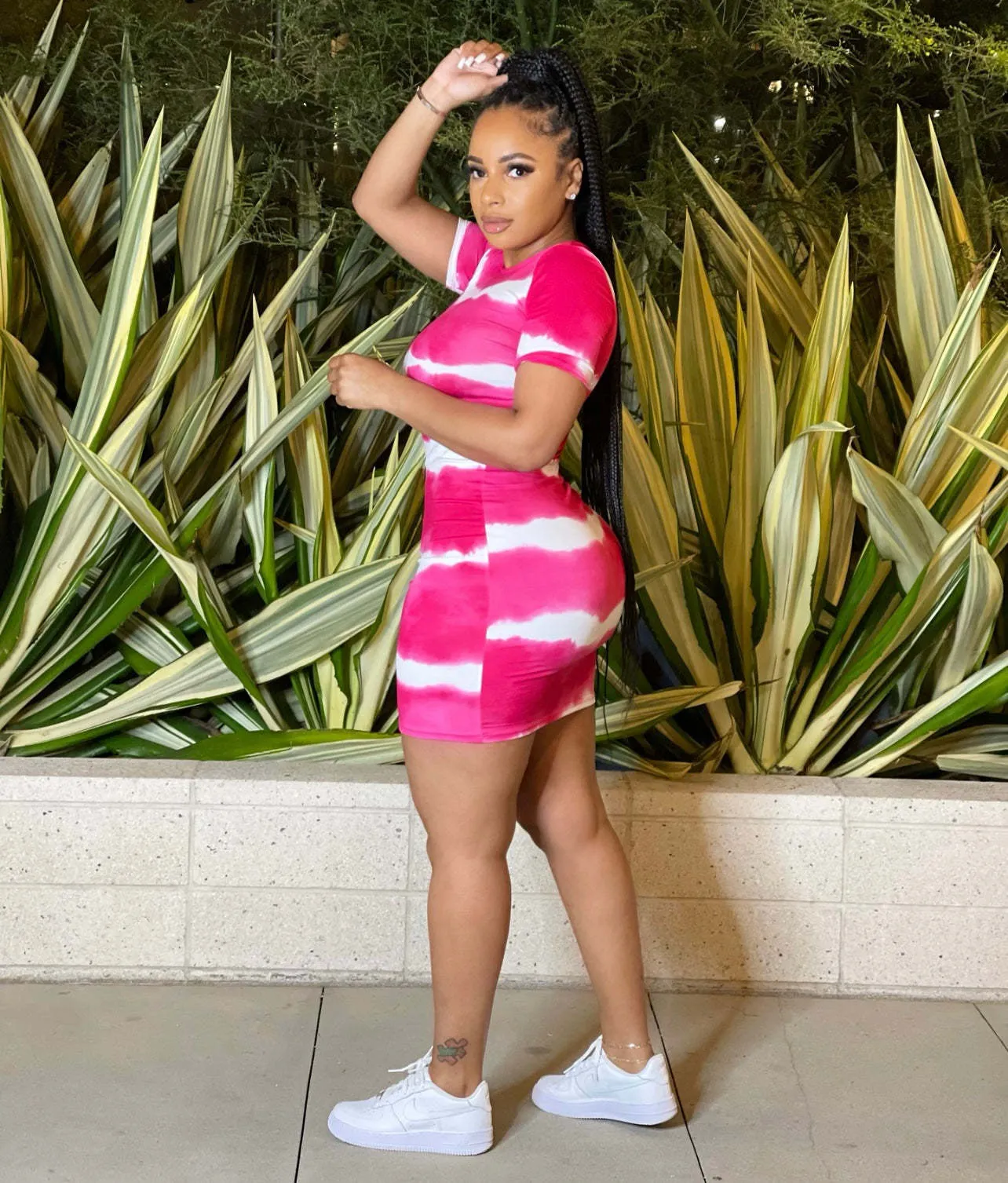 Plus Size Tie Dye Printed Dress