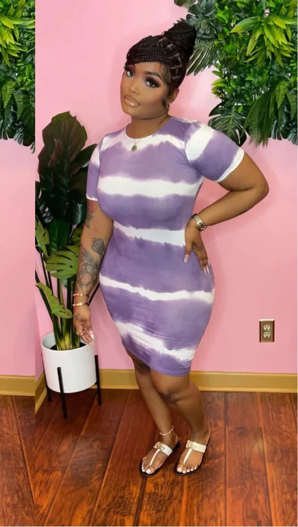 Plus Size Tie Dye Printed Dress