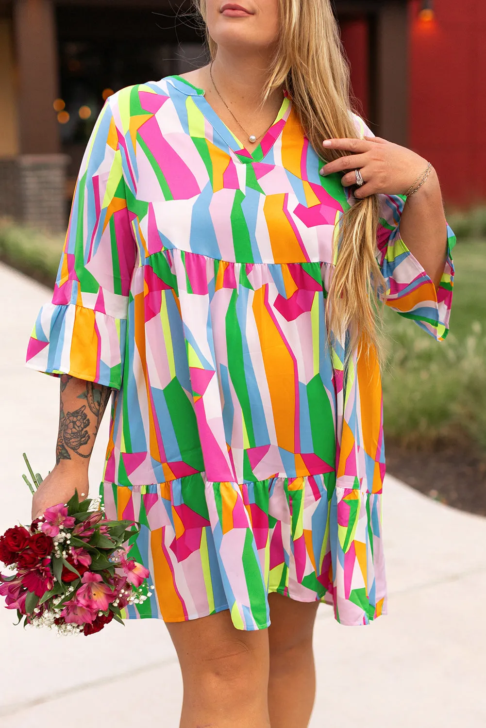Plus Size Tiered Ruffled Mini Dress