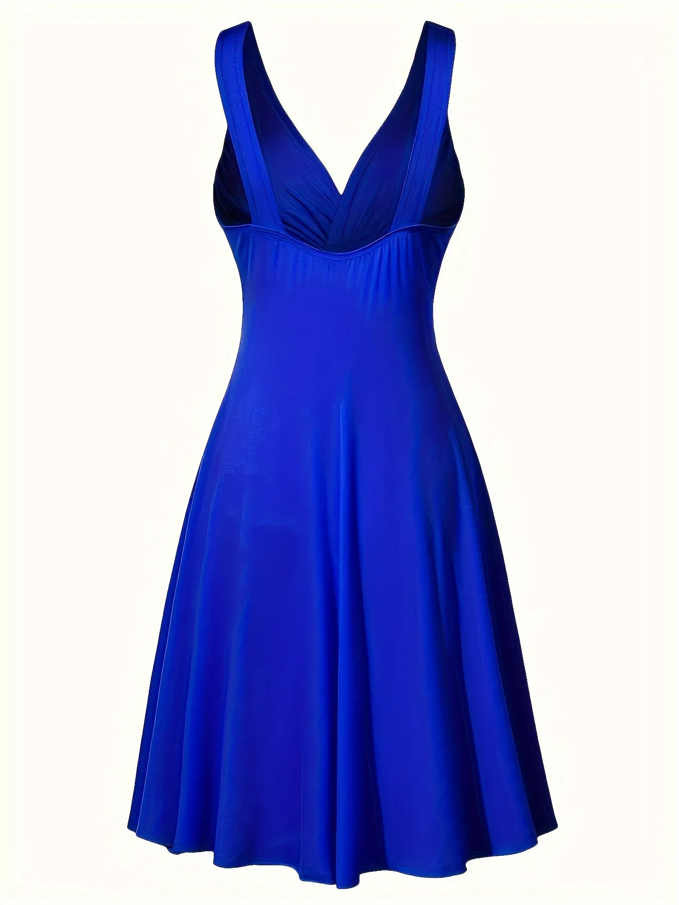 Plus Size Twist Front Tank Dress, Casual V Neck Sleeveless Ruched Dress, Women's Plus Size Clothing