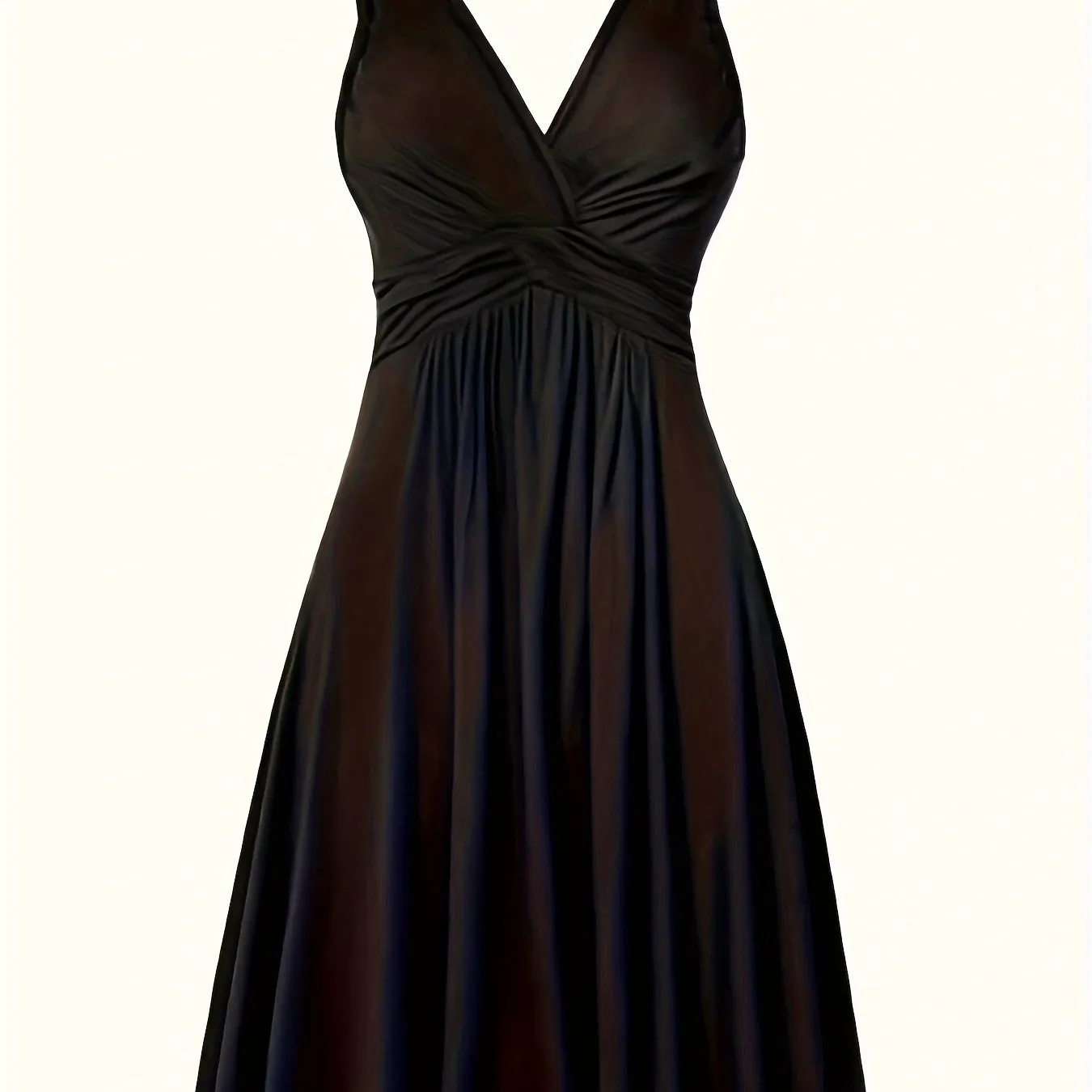 Plus Size Twist Front Tank Dress, Casual V Neck Sleeveless Ruched Dress, Women's Plus Size Clothing