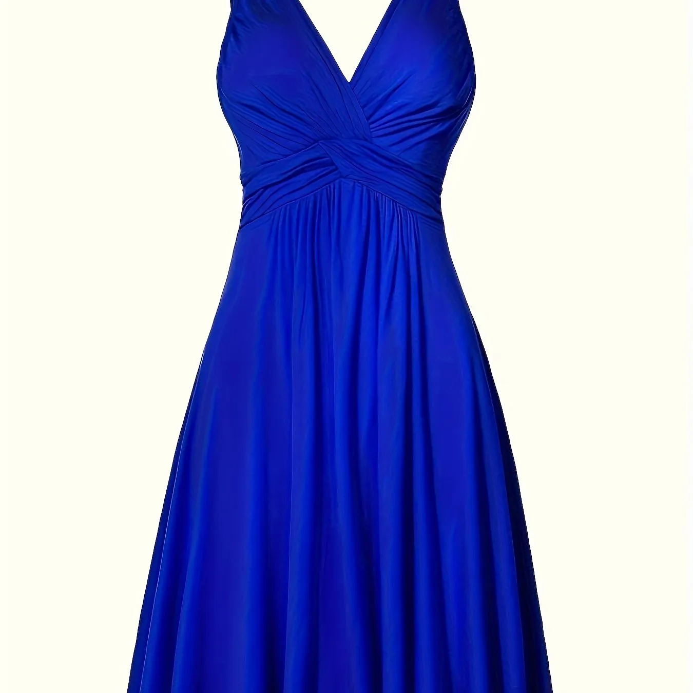 Plus Size Twist Front Tank Dress, Casual V Neck Sleeveless Ruched Dress, Women's Plus Size Clothing