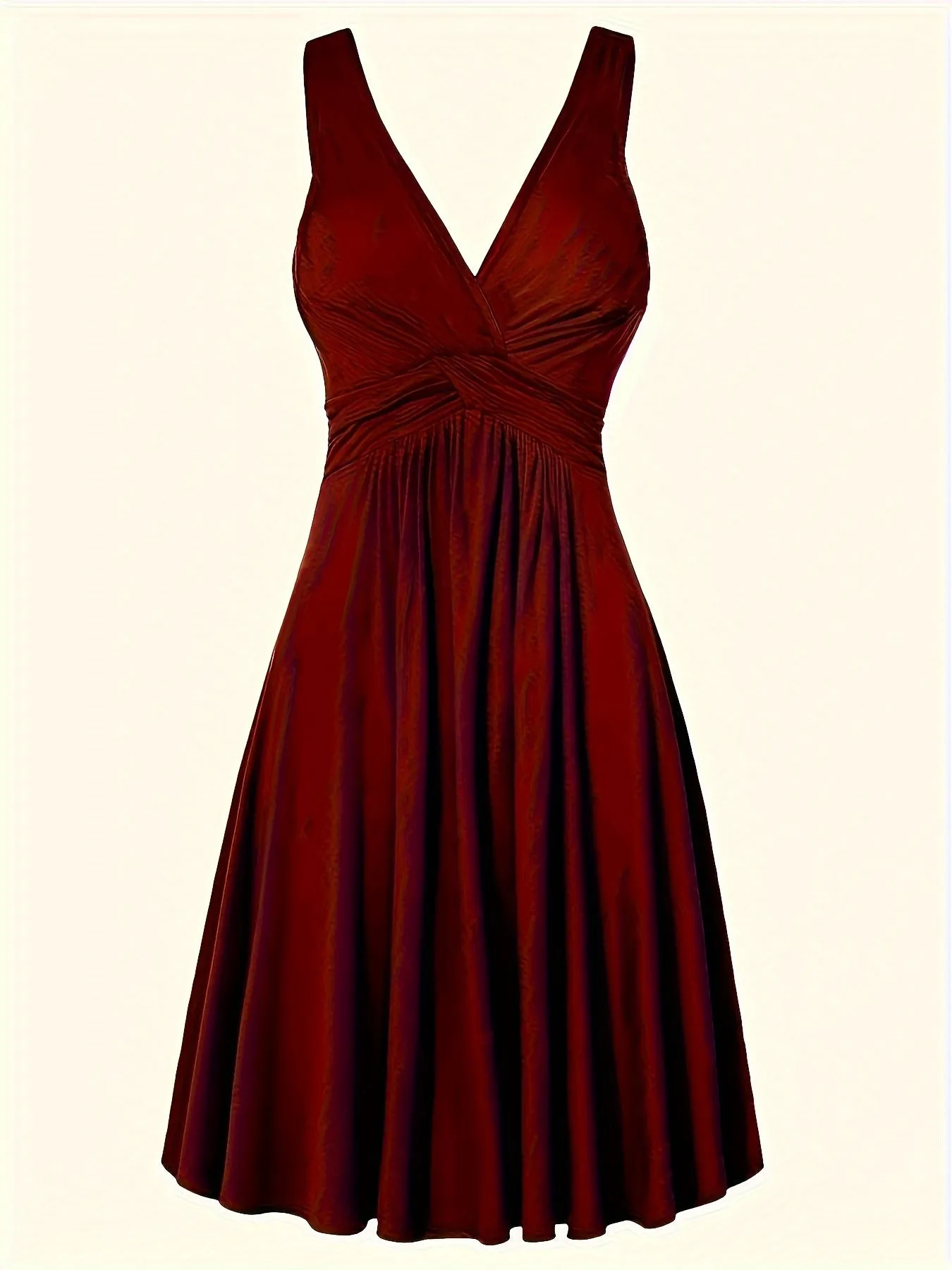 Plus Size Twist Front Tank Dress, Casual V Neck Sleeveless Ruched Dress, Women's Plus Size Clothing