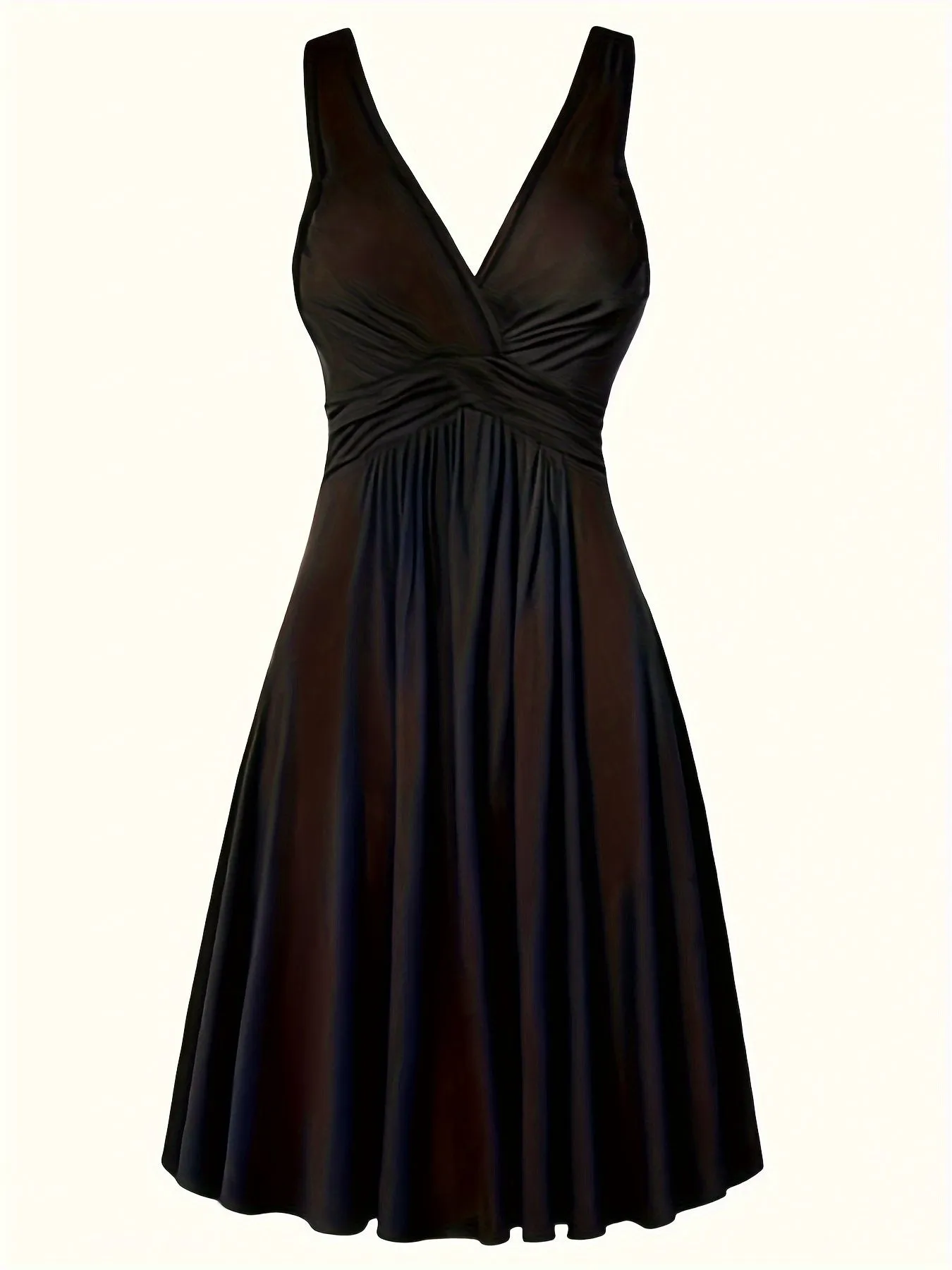 Plus Size Twist Front Tank Dress, Casual V Neck Sleeveless Ruched Dress, Women's Plus Size Clothing