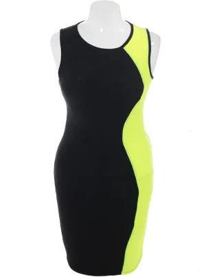 Plus Size Two Tone Split Swirl Highlighter Dress