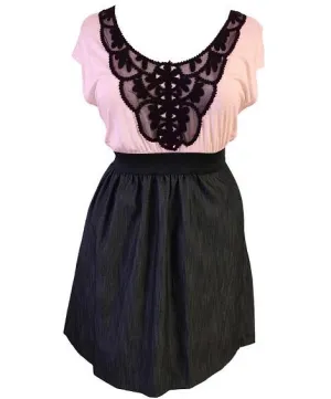 Plus Size Vintage Denim Pink Dress