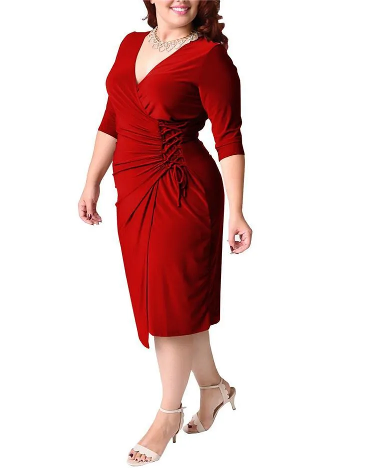 Plus Sizes Women Casual Half Sleeves Dresses