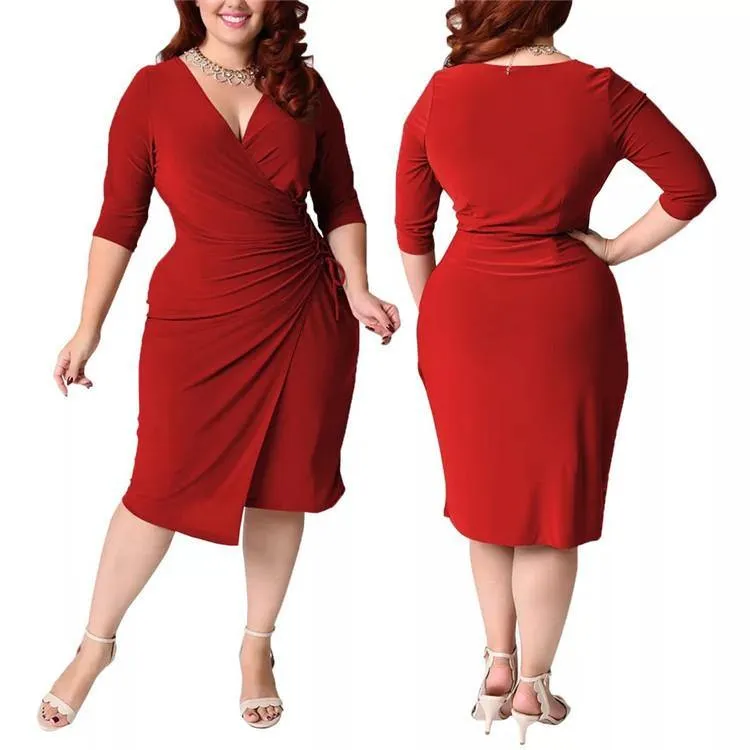 Plus Sizes Women Casual Half Sleeves Dresses