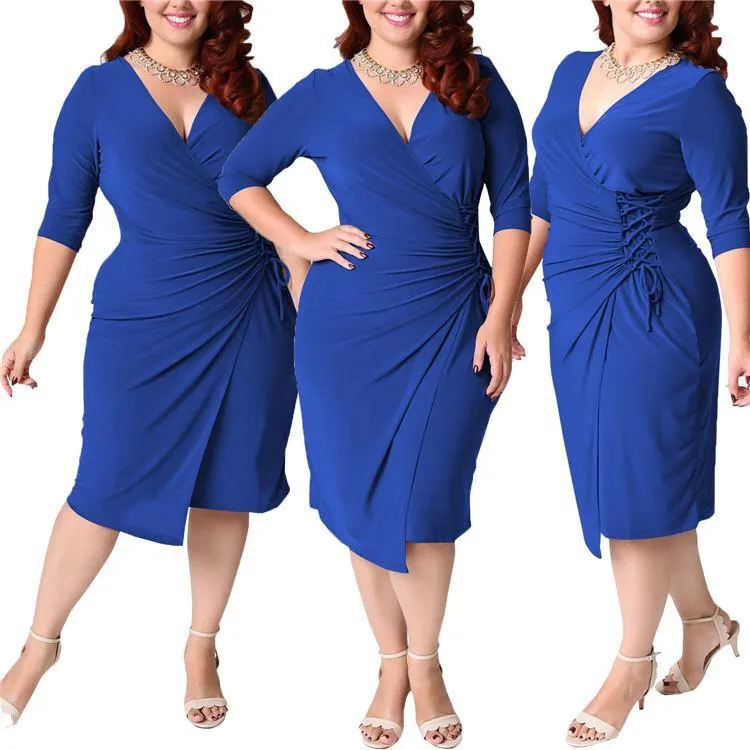 Plus Sizes Women Casual Half Sleeves Dresses