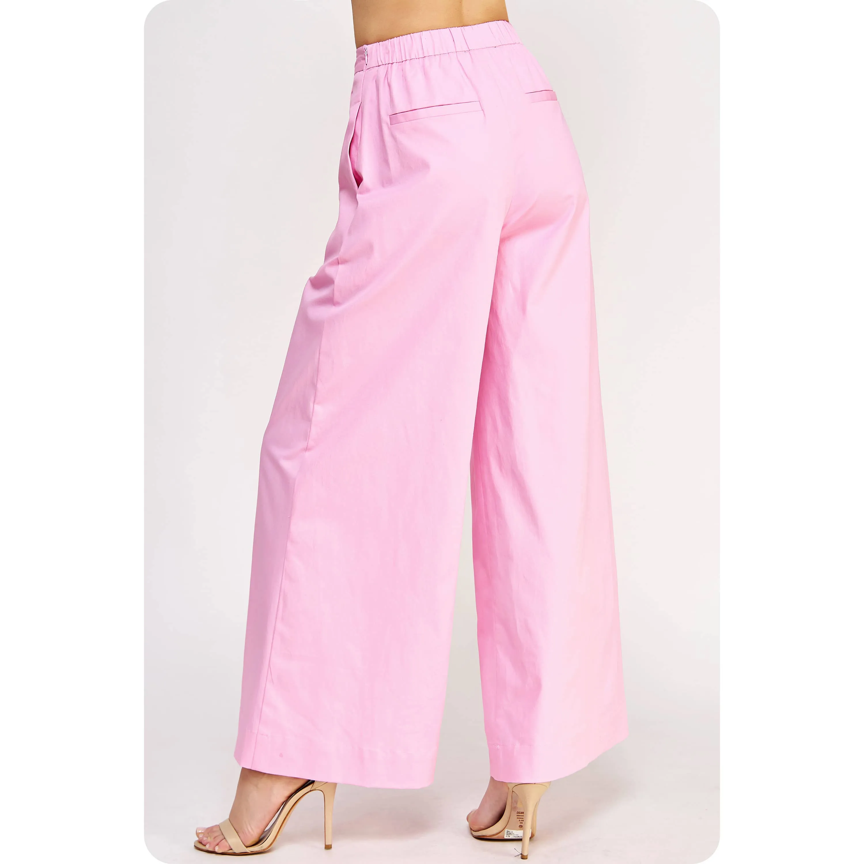 Pretty Please Pleat Detail Wide Leg Twill Pants / Pink Lilac