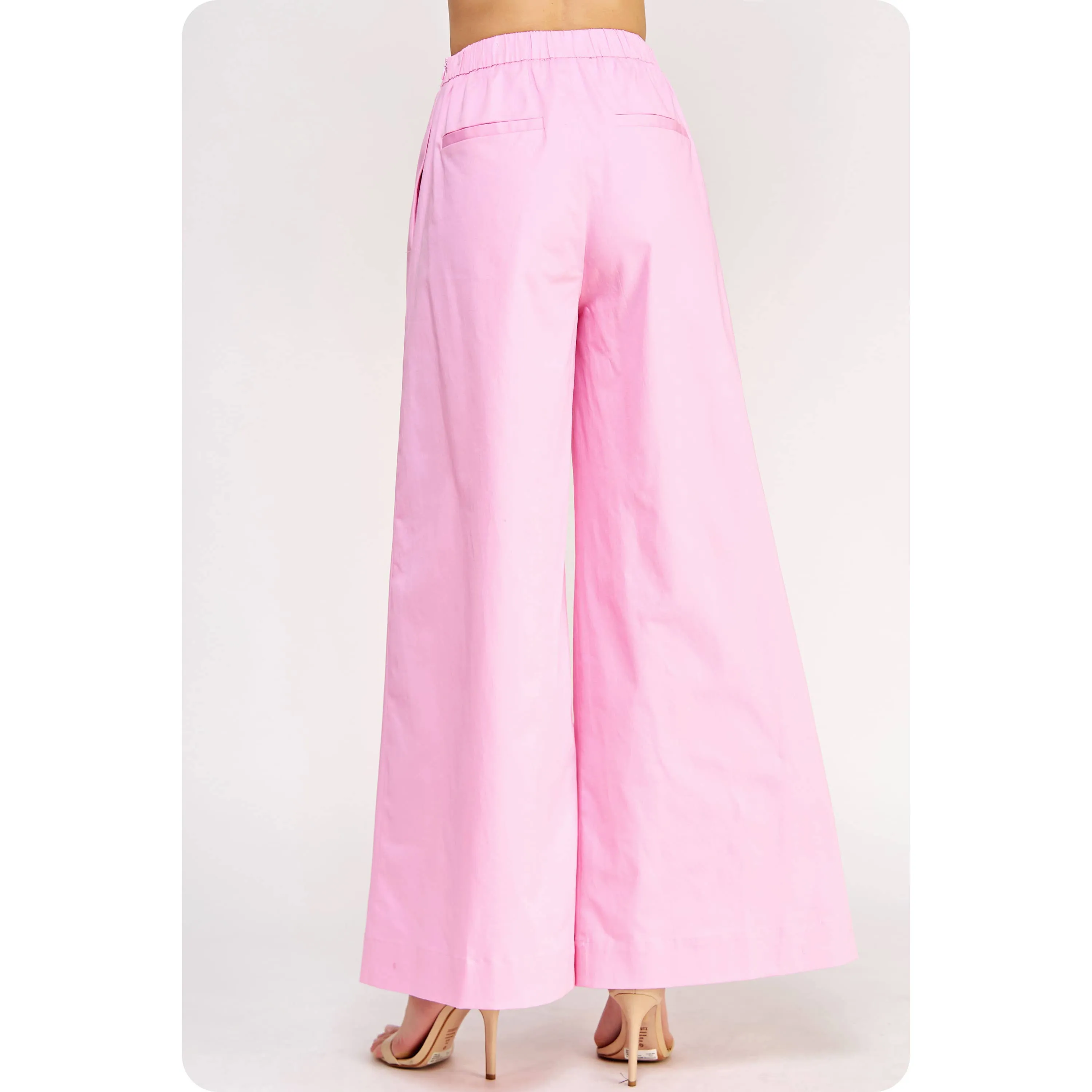 Pretty Please Pleat Detail Wide Leg Twill Pants / Pink Lilac