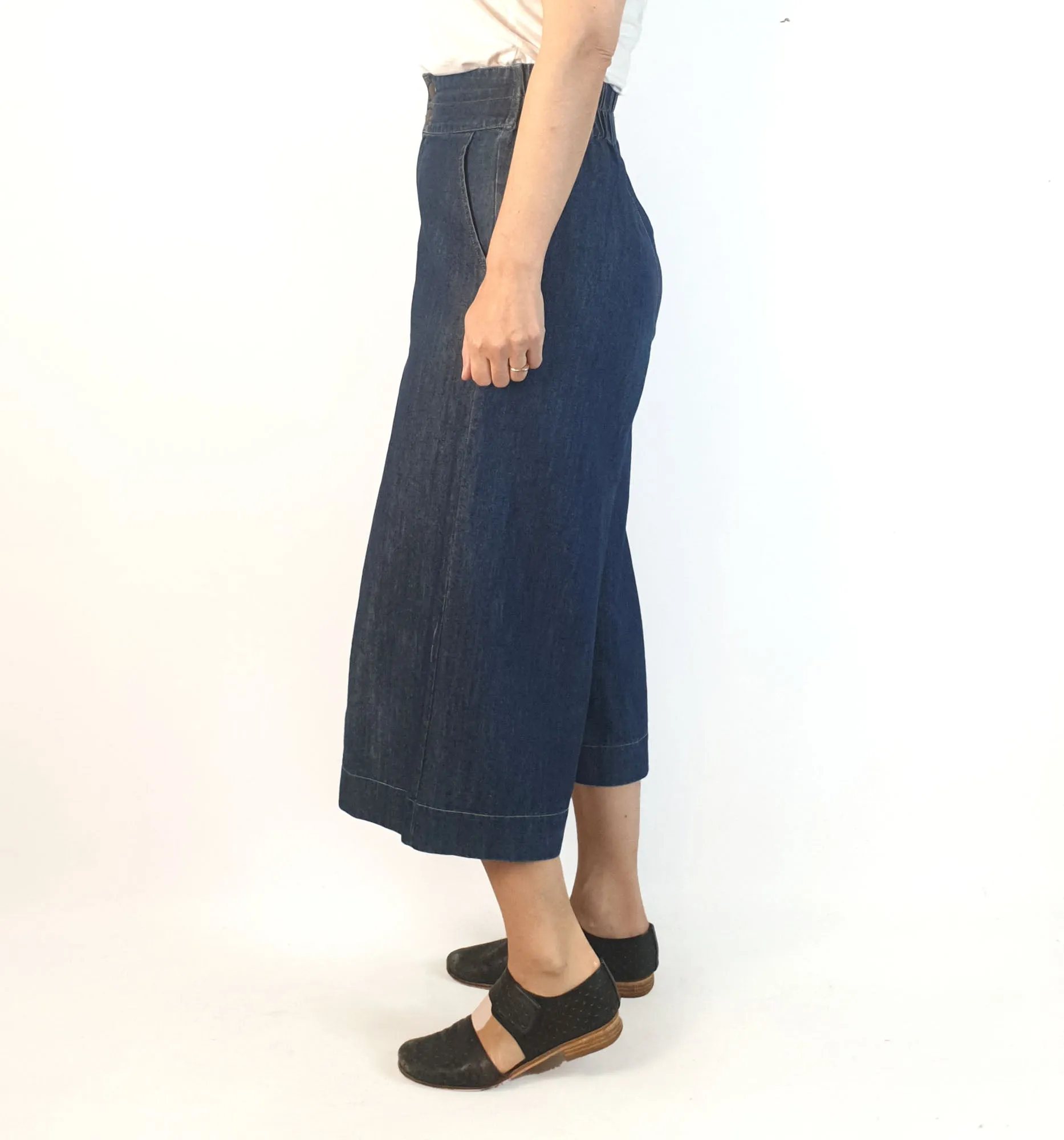Princess Highway cropped mid-denim wide leg pants size 8
