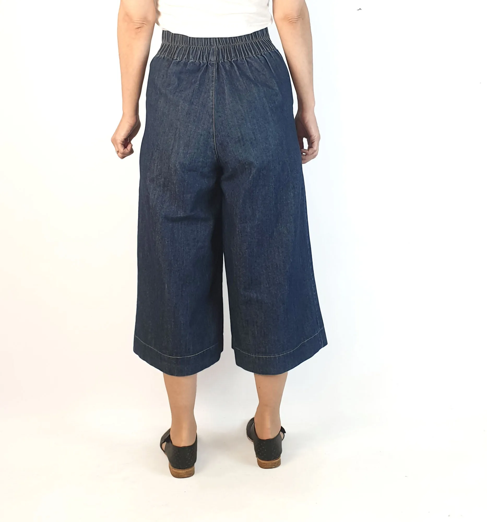 Princess Highway cropped mid-denim wide leg pants size 8