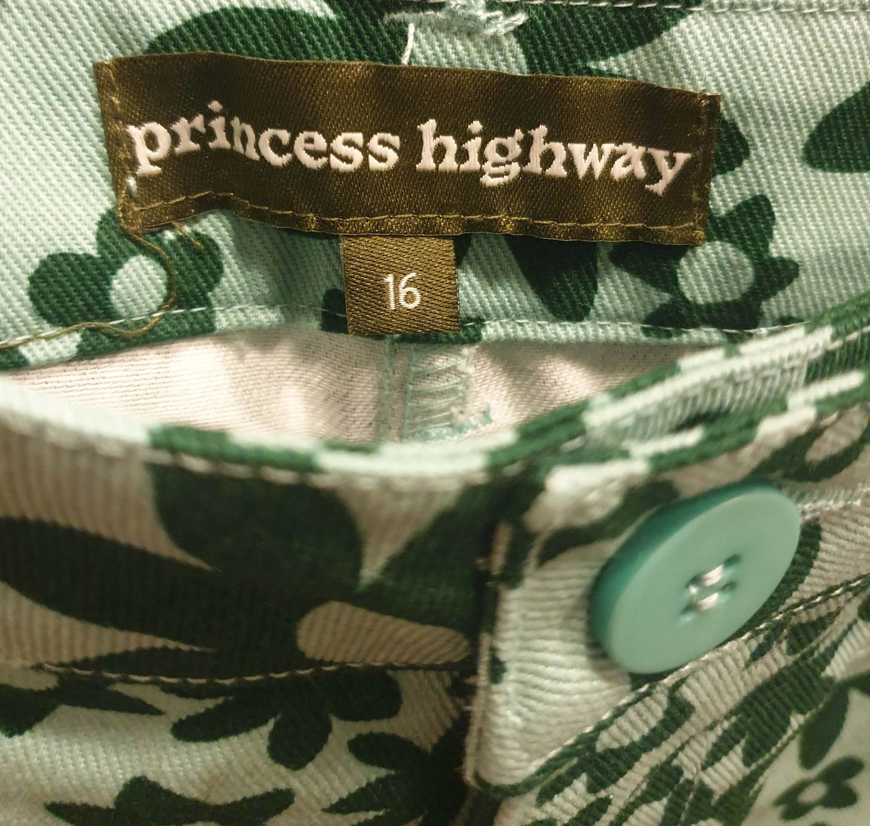 Princess Highway green flower print wide leg pants size 16