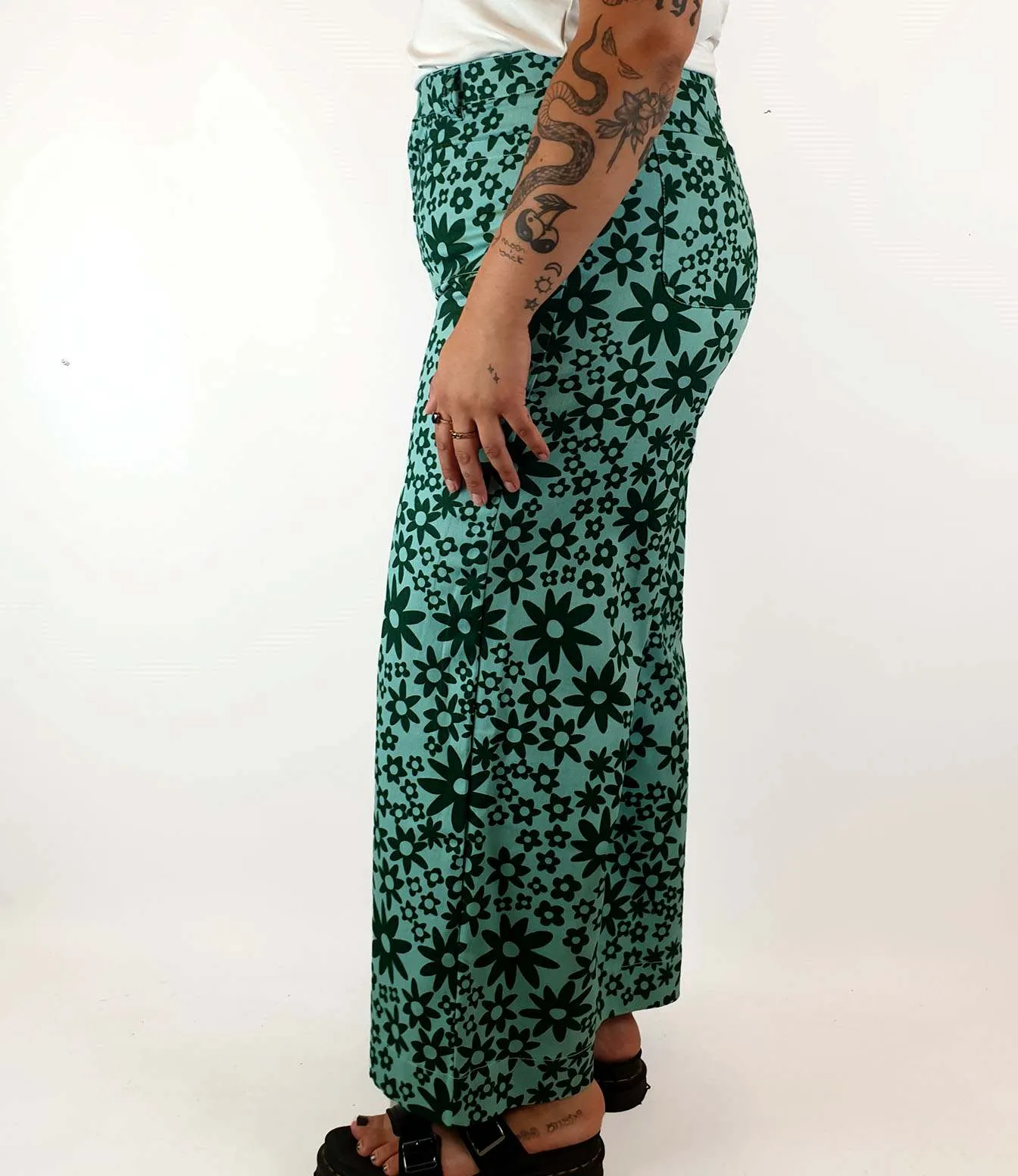 Princess Highway green flower print wide leg pants size 16