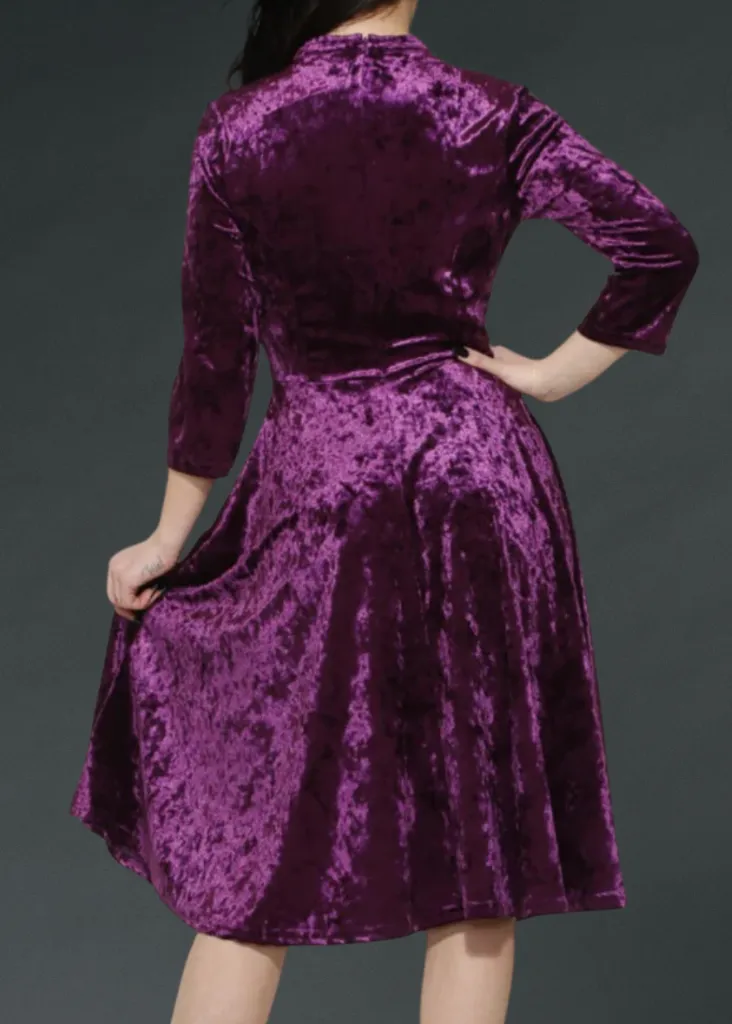 Purple Velvet Gothic Dress with Lace Details
