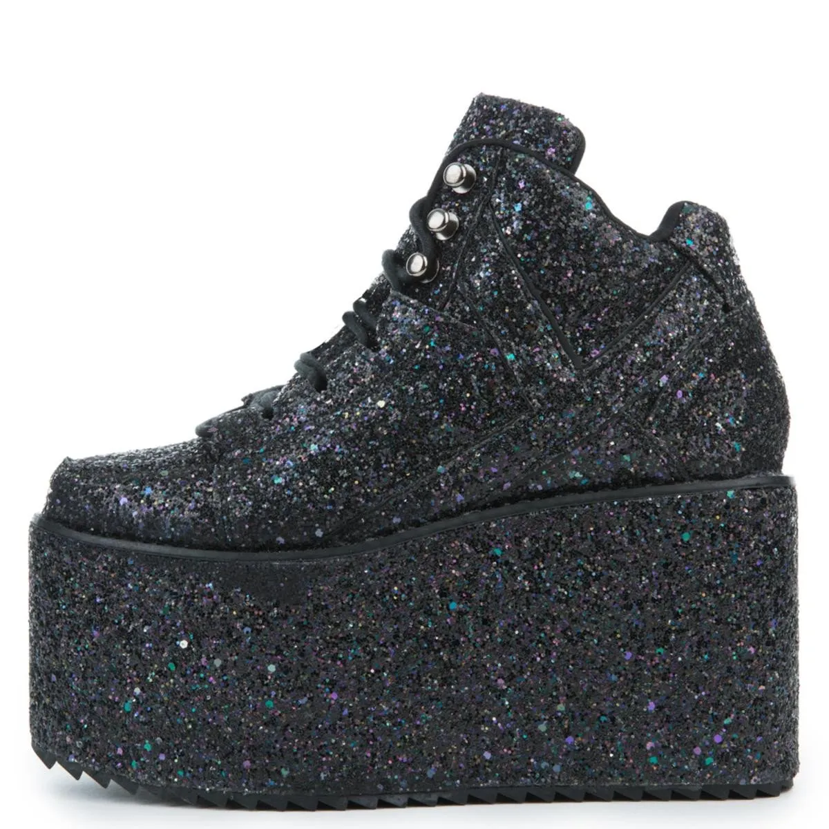 Qozmo Glitter Black Platform Sneakers Black