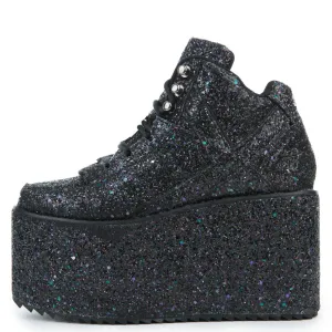 Qozmo Glitter Black Platform Sneakers Black