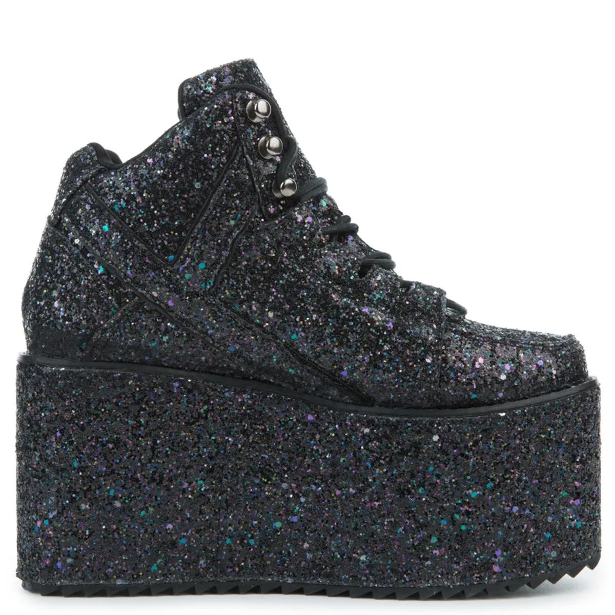 Qozmo Glitter Black Platform Sneakers Black