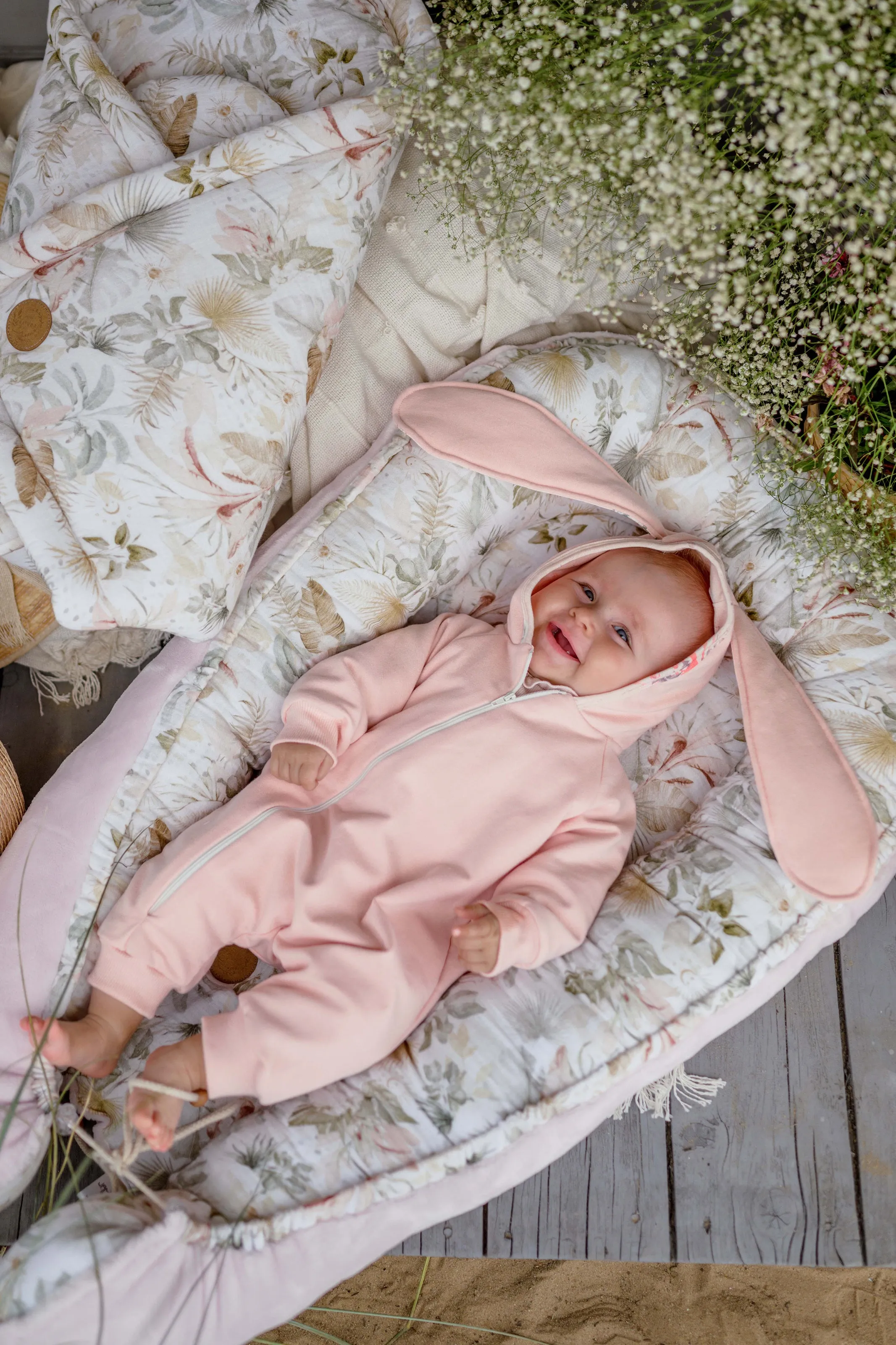 "Andrea" Apricot Bunny Ear Romper