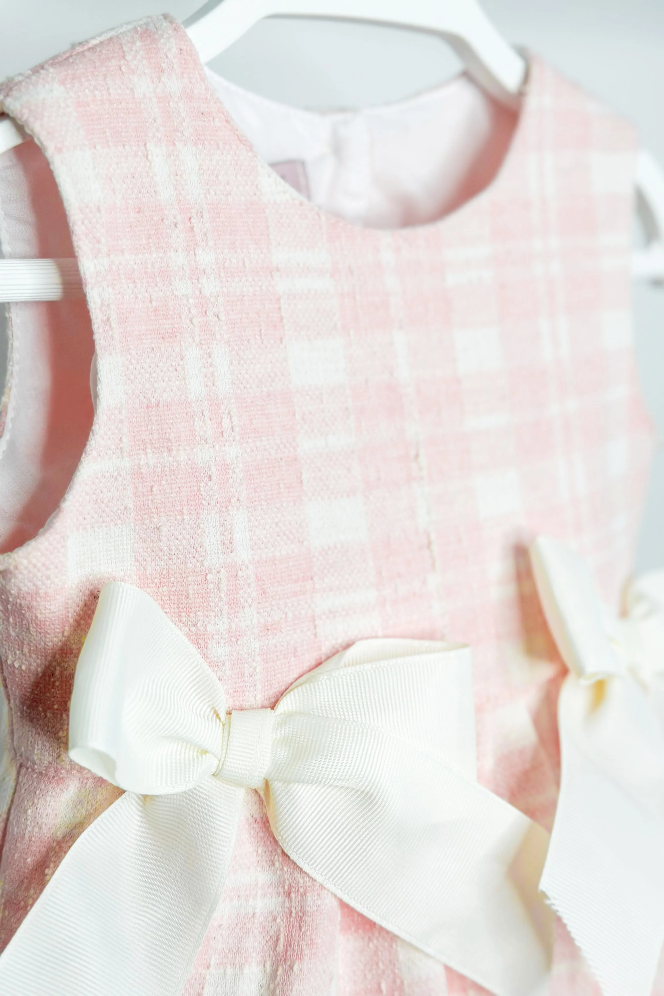"Fallon" Pink Plaid Bow Romper