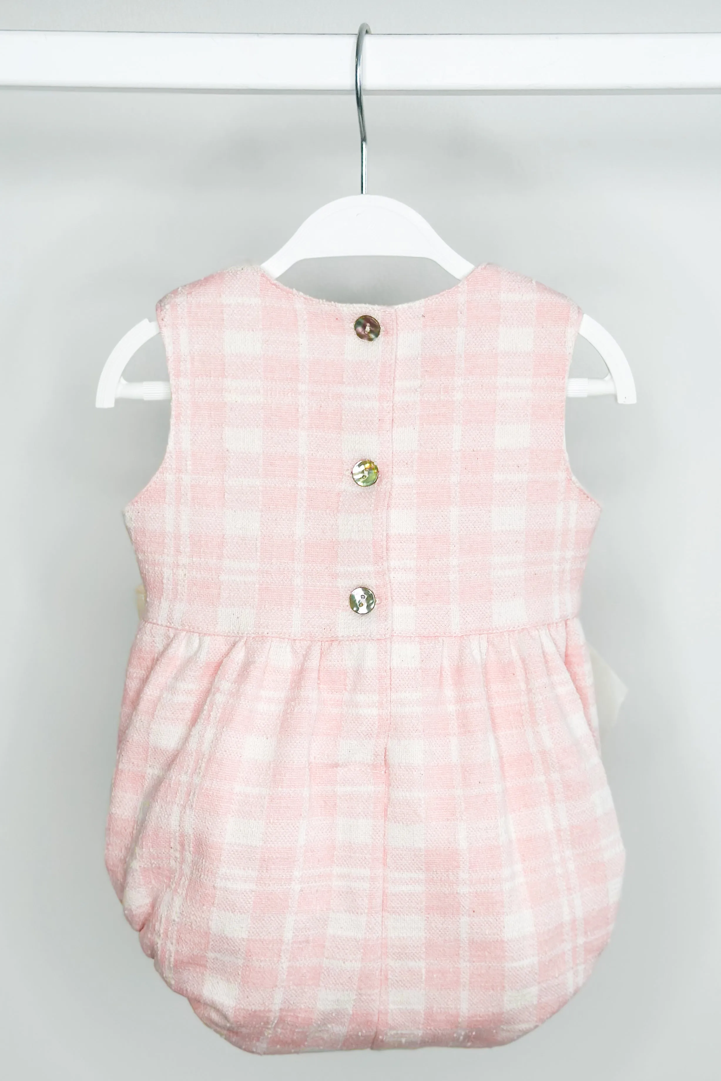 "Fallon" Pink Plaid Bow Romper