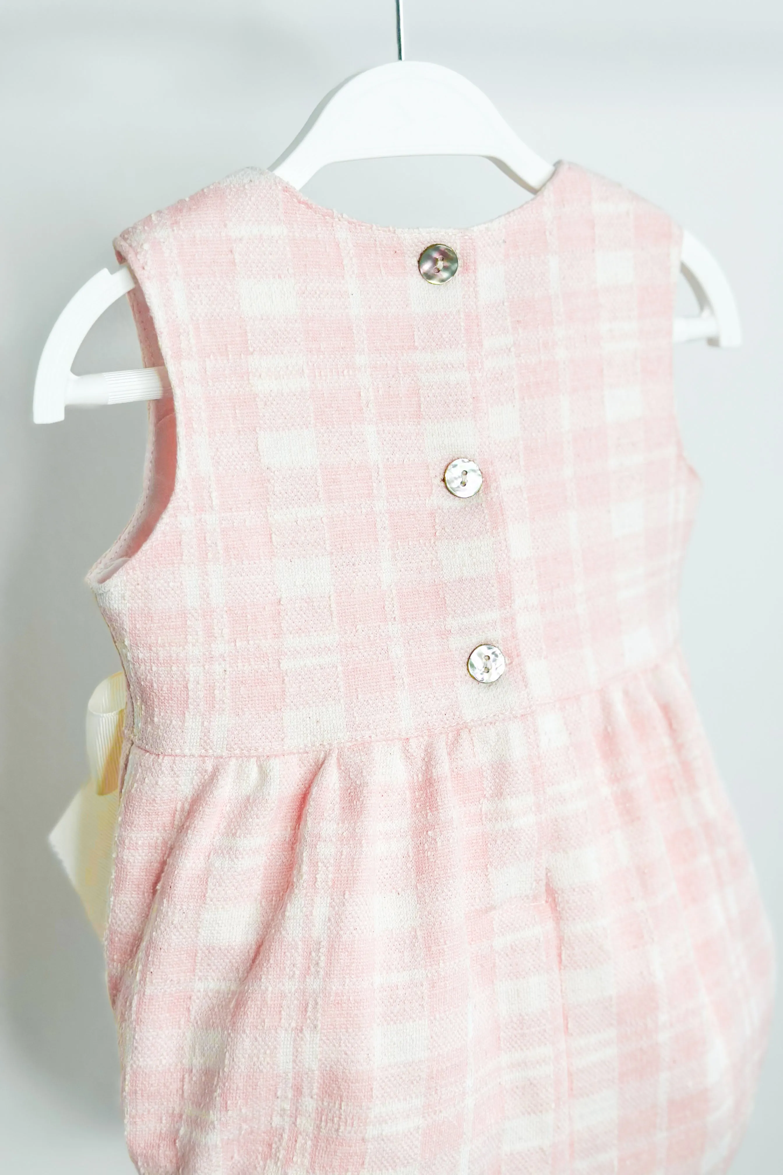 "Fallon" Pink Plaid Bow Romper