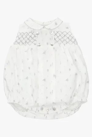 "Kori" Light Grey Tree Print Smocked Romper