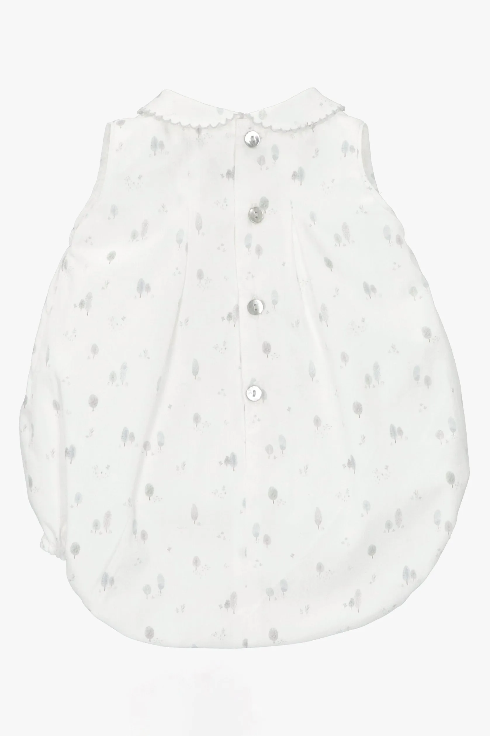 "Kori" Light Grey Tree Print Smocked Romper