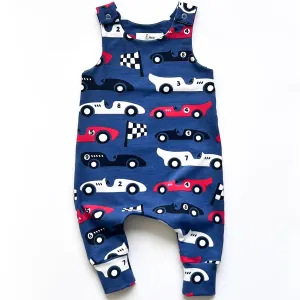 RACING CARS DUNGAREE ROMPER