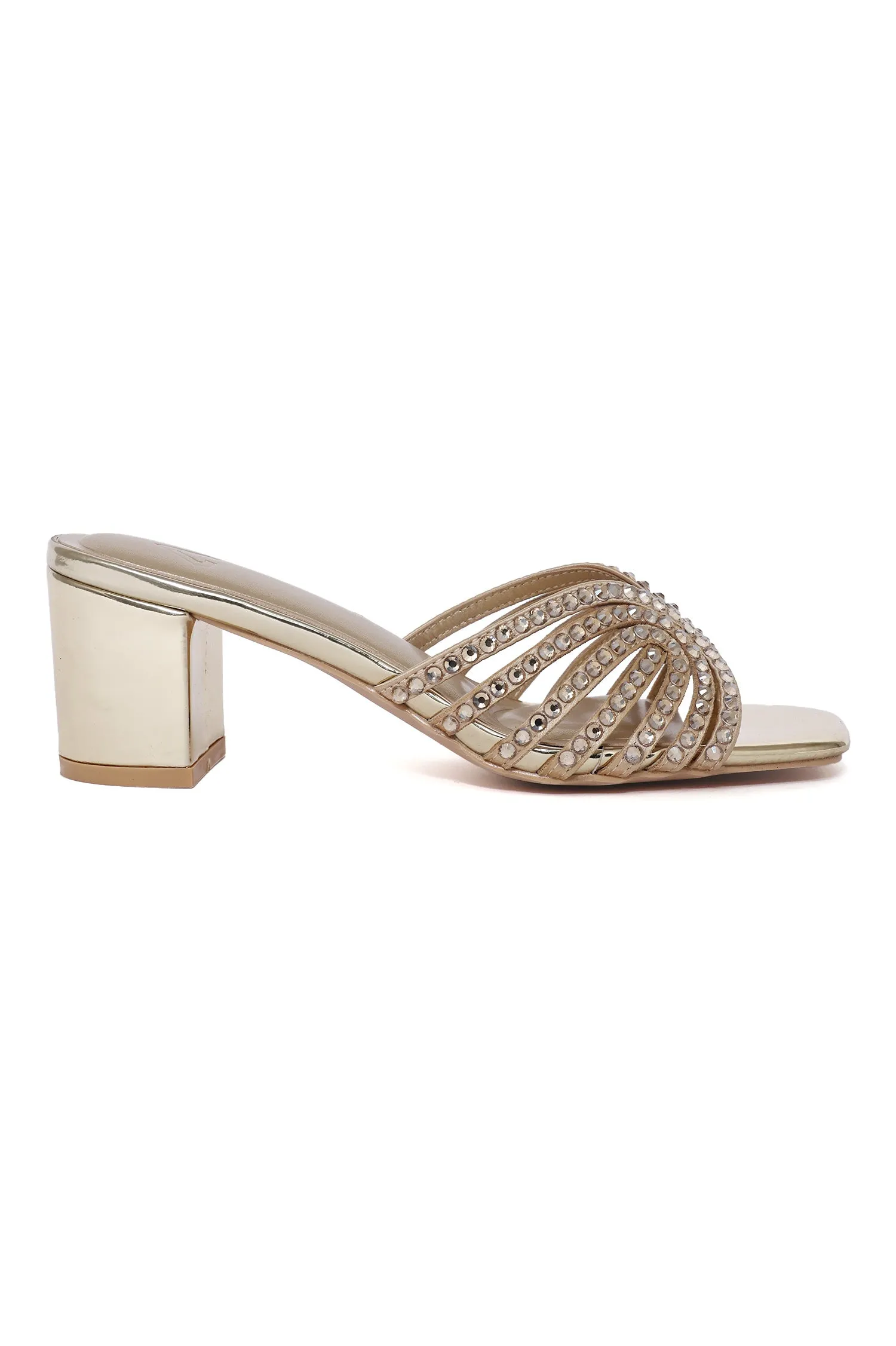RADIANT RHINESTONE BLOCK HEEL-GOLD