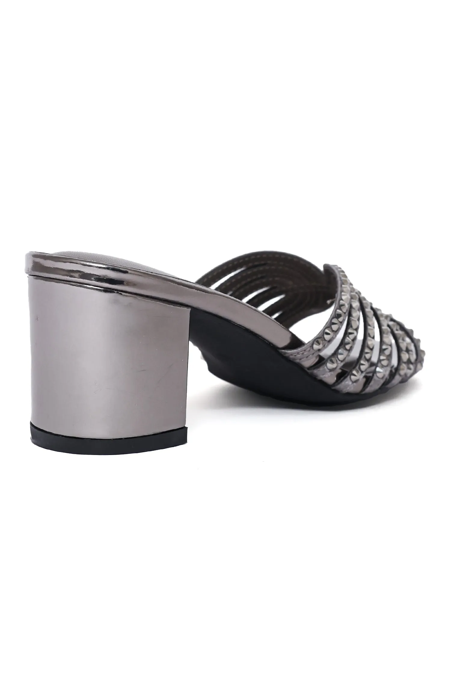 RADIANT RHINESTONE BLOCK HEEL-PEWTER