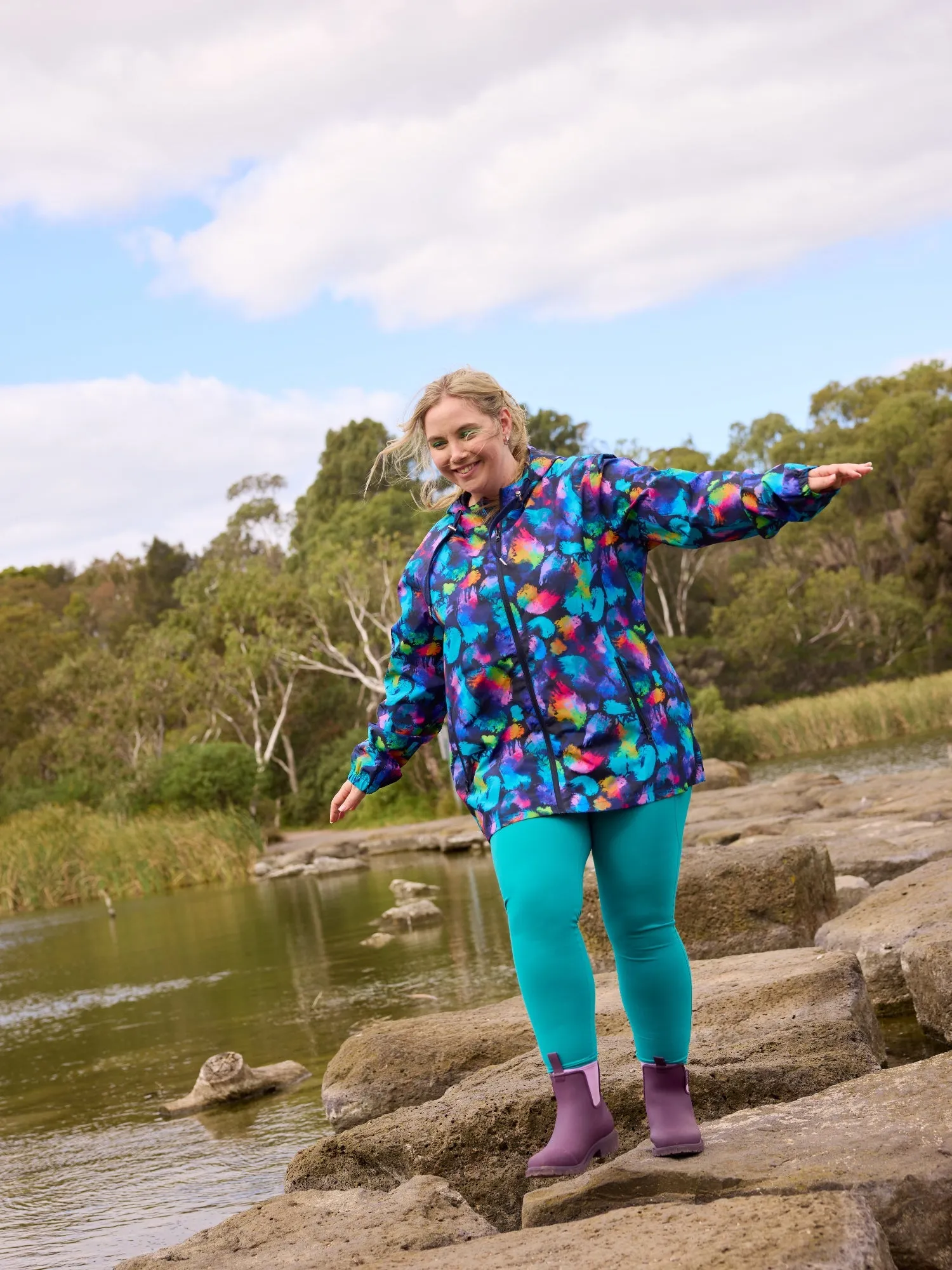 Rainbow Splatter Raincoat - Adults