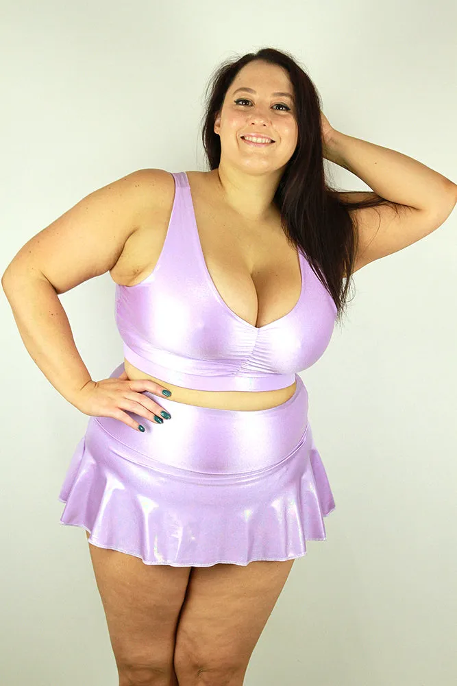 Rarr Mid Waisted Skort - Lilac Sparkle Plus Size