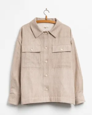 Rasha Overshirt Jacket in Beige Cotton Wool