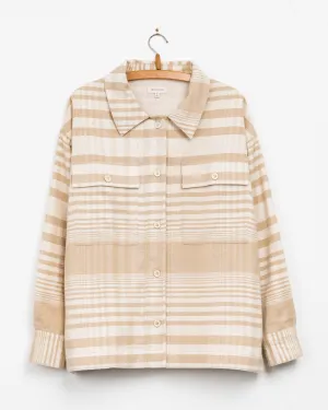 Rasha Overshirt Jacket in Sand Cloud Plaid