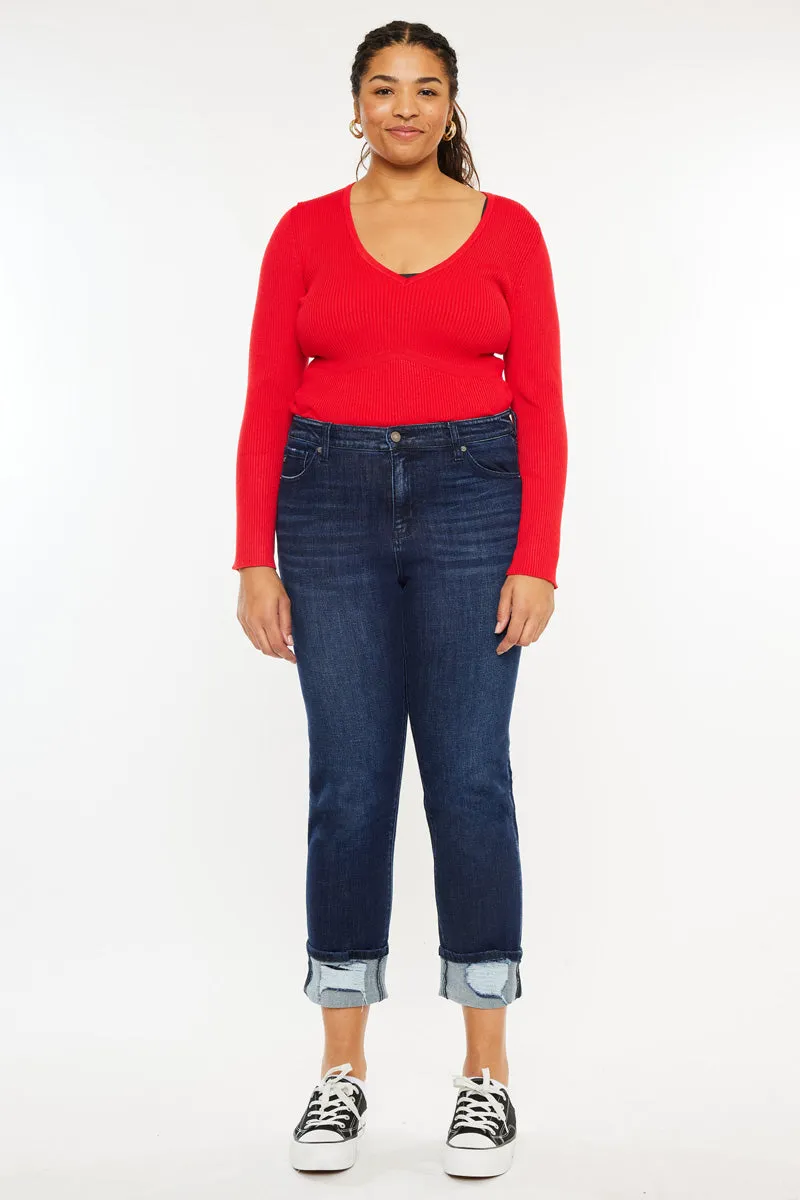 Raven Mid Rise Skinny Straight Leg Jeans (Plus Size)