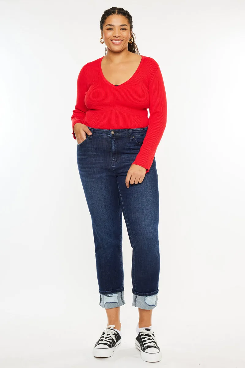 Raven Mid Rise Skinny Straight Leg Jeans (Plus Size)