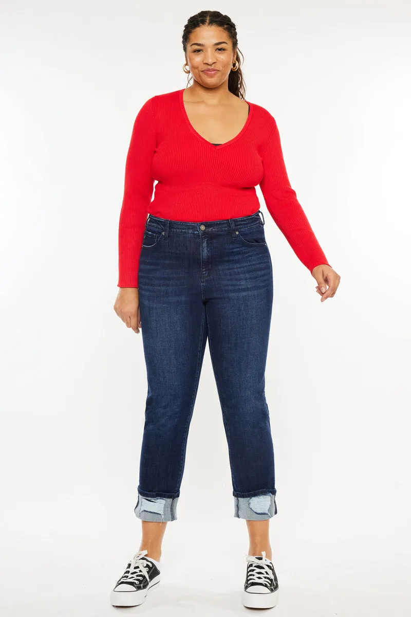Raven Mid Rise Skinny Straight Leg Jeans (Plus Size)