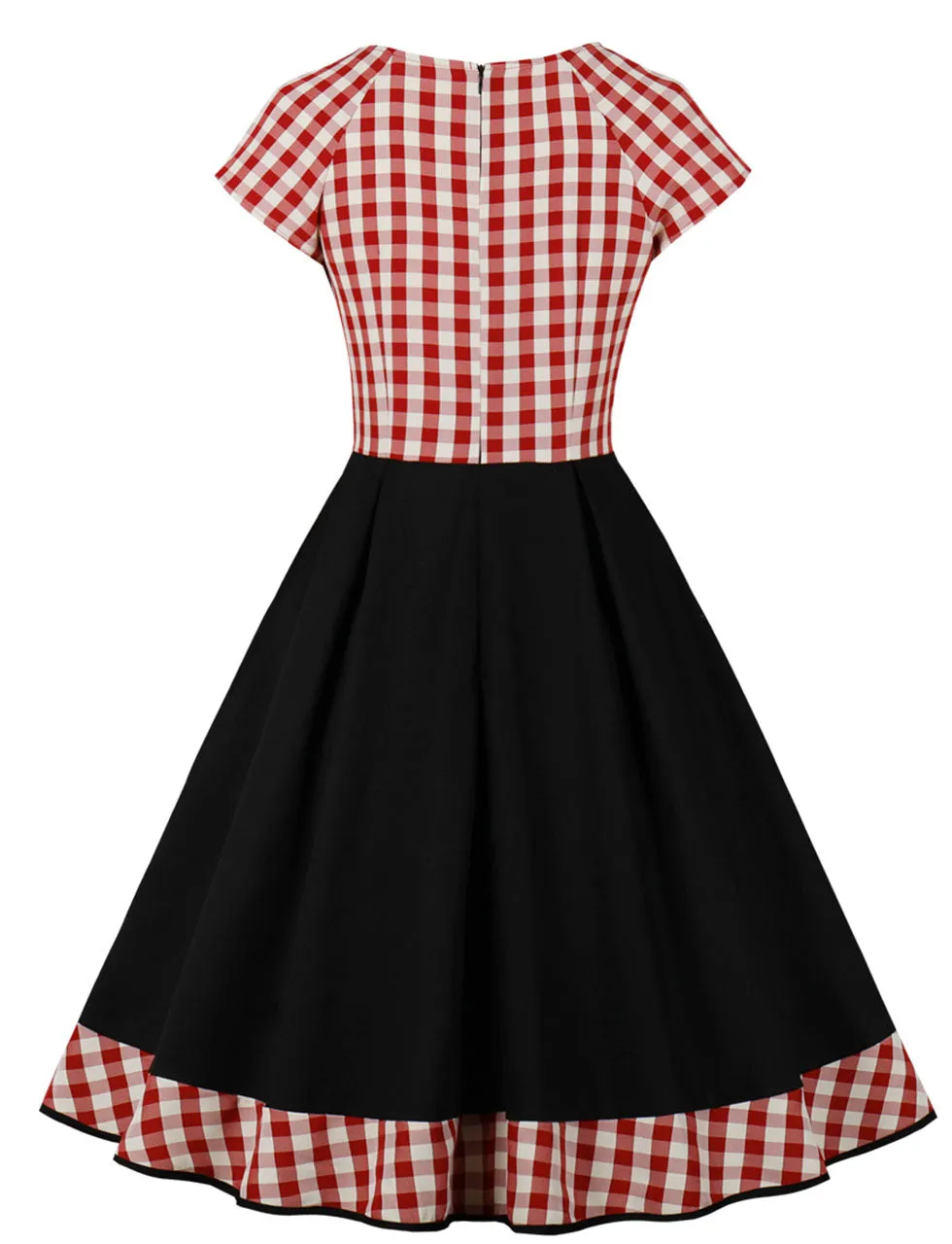 Red Plaid Cap Sleeve 1950S Vintage Swing Dress