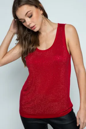 Red Tank Top w/ All Over Stones