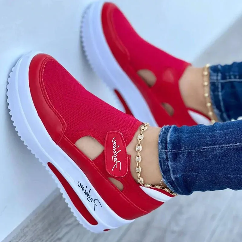Red Women's Tennis Shoes Canvas Casual Sport Shoes