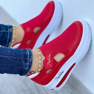 Red Women's Tennis Shoes Canvas Casual Sport Shoes