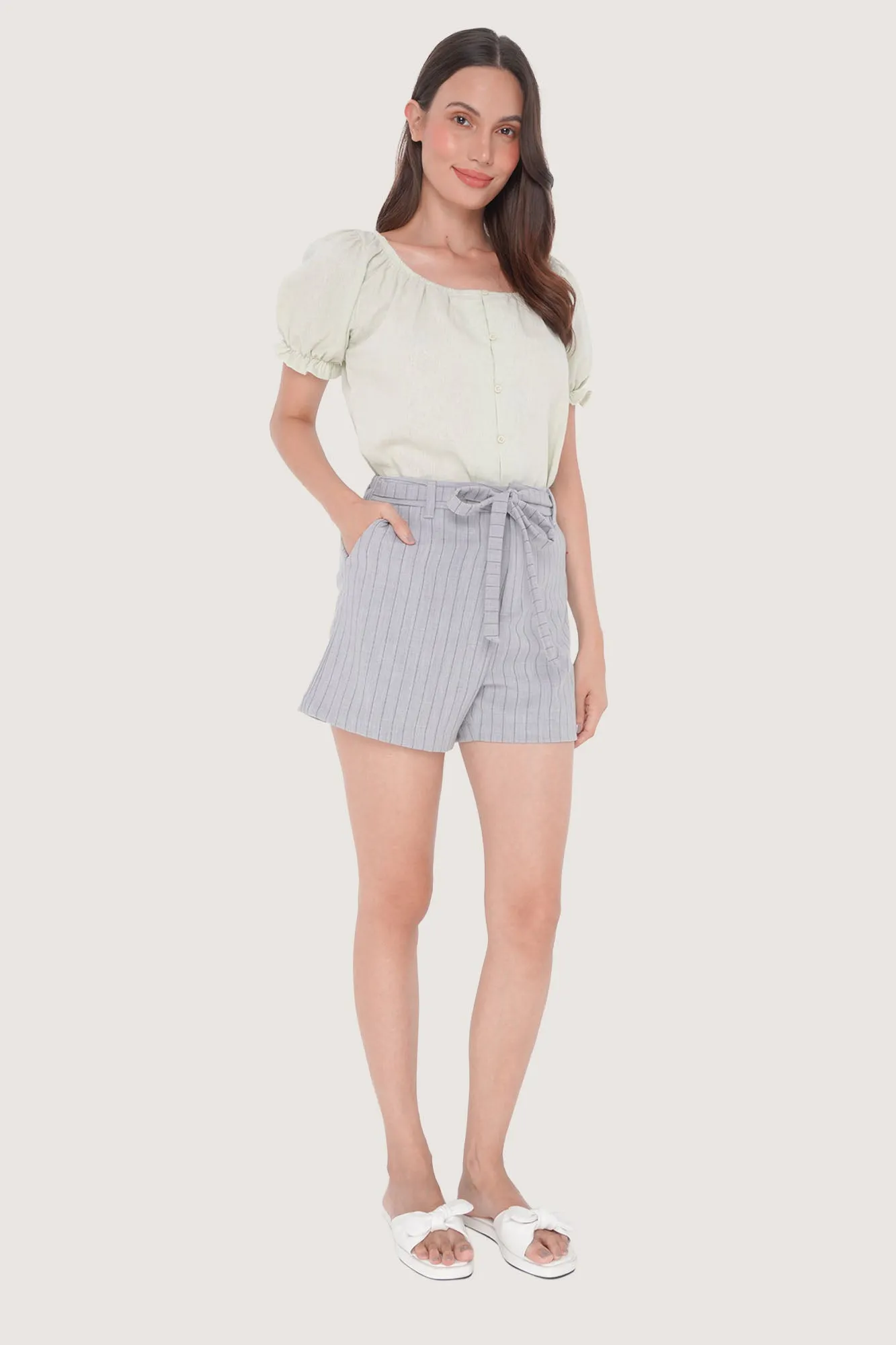 REFORME Scoop Neck Puff Sleeve Top